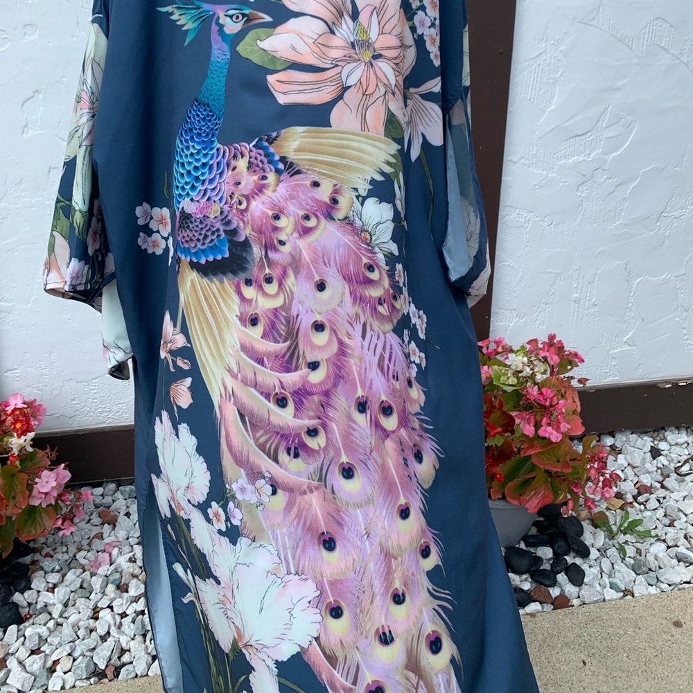 New Gorgeous Bohemian Floral Print Kimono Duster - Picture 15 of 16